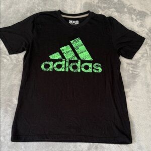 Adidas Black Tee with Vibrant Green Logo